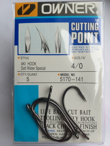 Owner 5170-131 AKI Saltwater Fishing Hooks - hook:3/0 qty:5